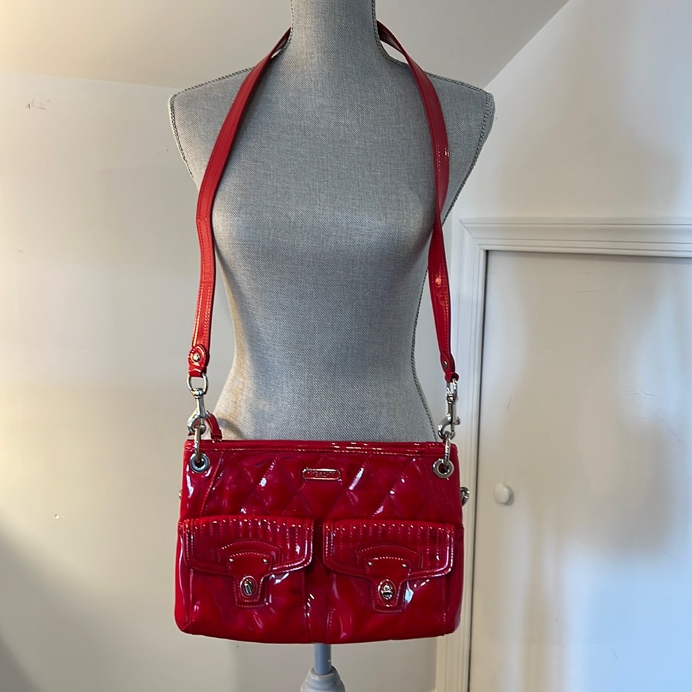 Coach Red Patent Leather Quilted Crossbody Bag